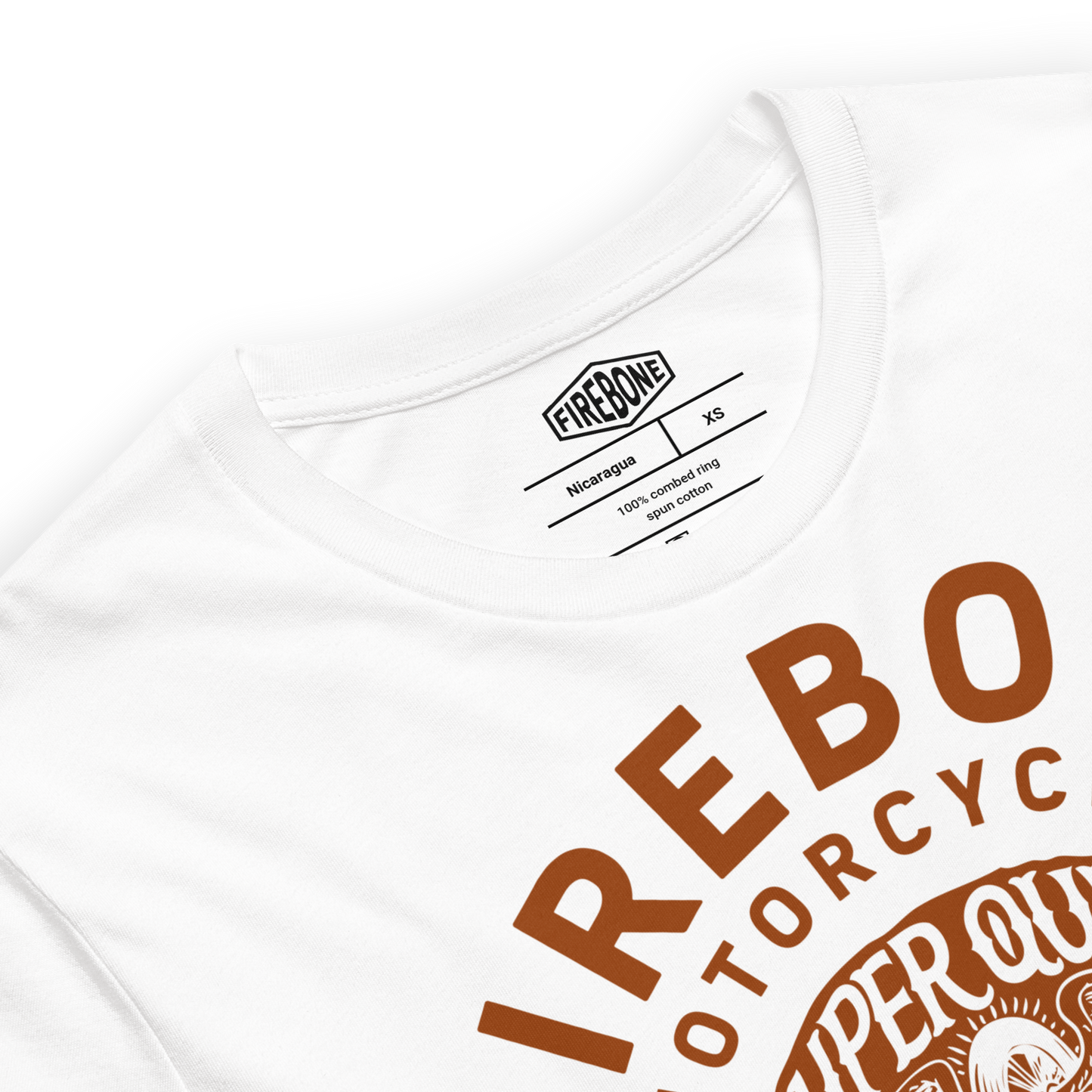 Super Quick Skull - Orange on white t-shirt - Firebone
