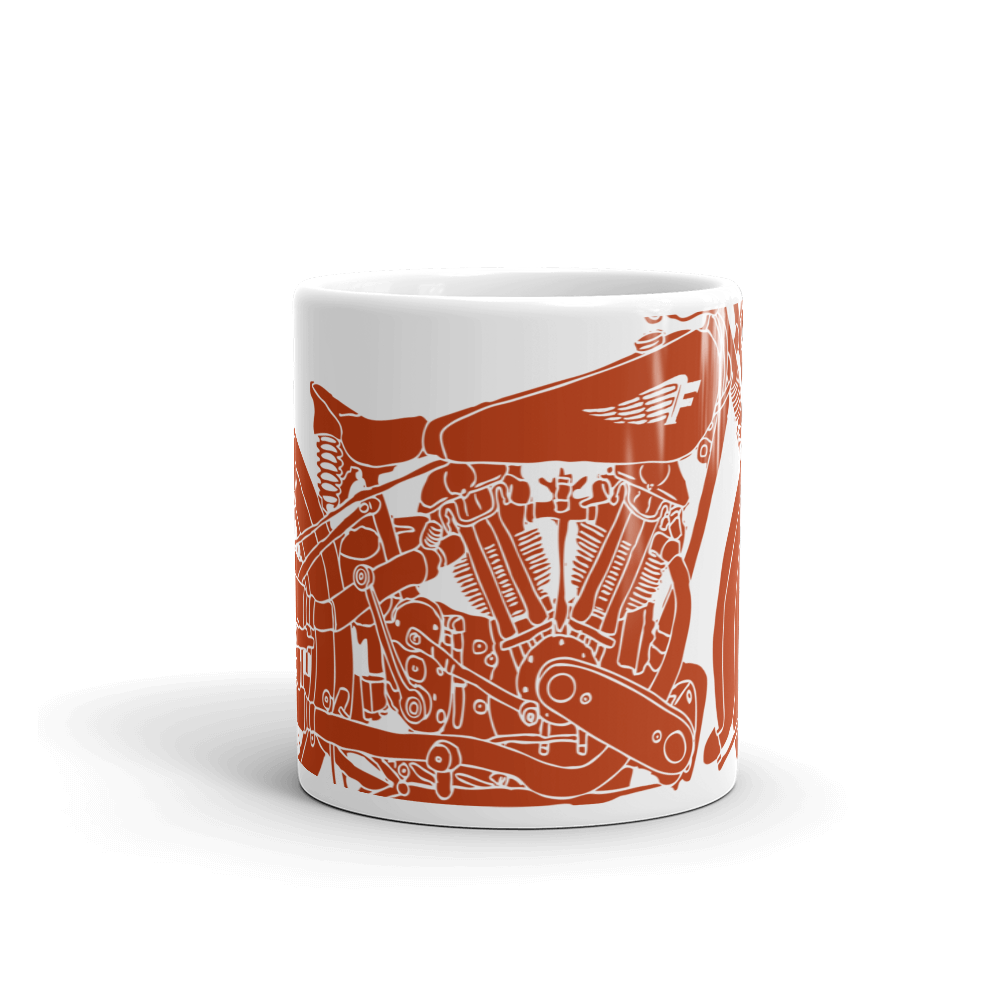 Vintage Motorcycle - Orange on white glossy mug - Firebone
