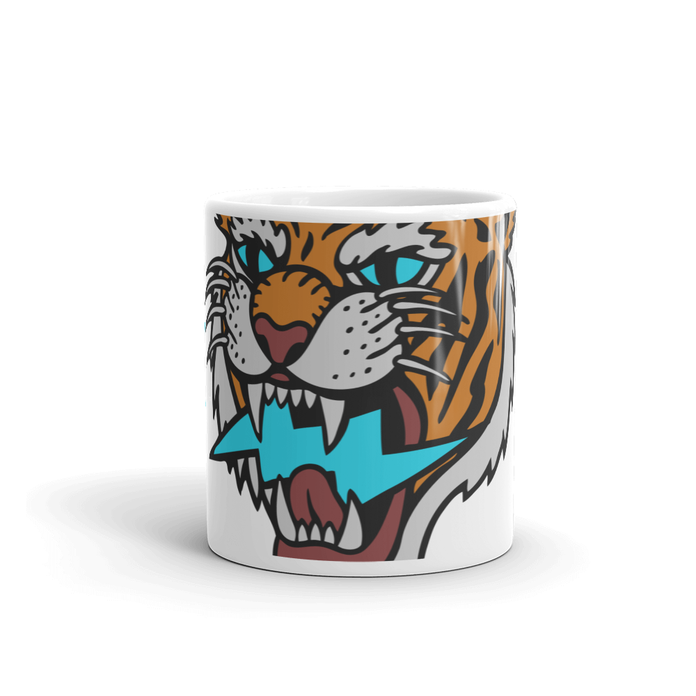 Defiant Tiger - Orange on white glossy mug - Firebone