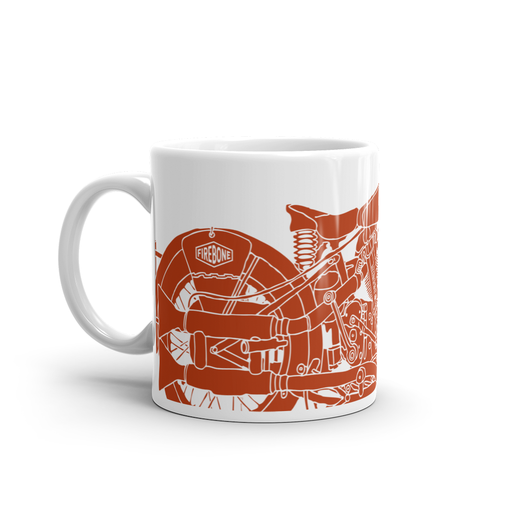Vintage Motorcycle - Orange on white glossy mug - Firebone