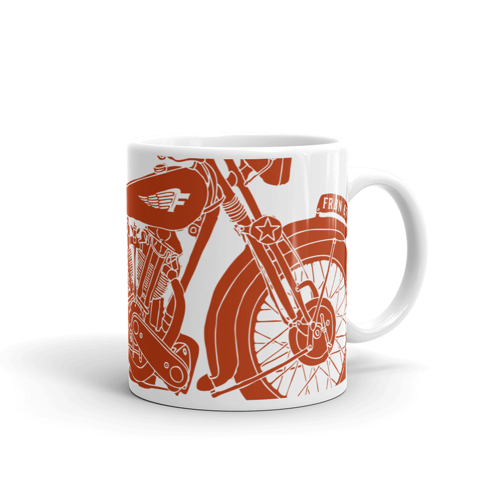Vintage Motorcycle - Orange on white glossy mug - Firebone
