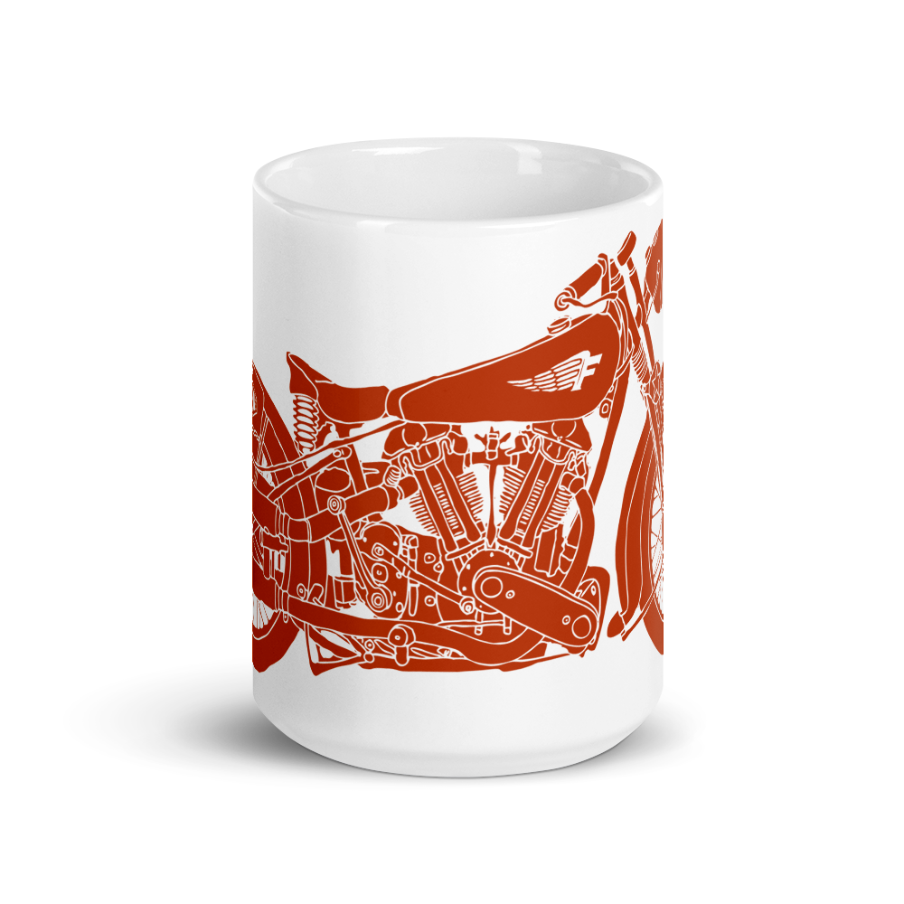 Vintage Motorcycle - Orange on white glossy mug - Firebone