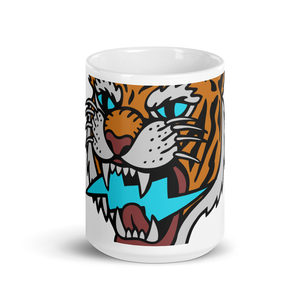 Defiant Tiger - Orange on white glossy mug - Firebone