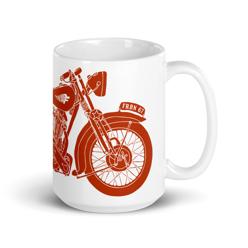Vintage Motorcycle - Orange on white glossy mug - Firebone