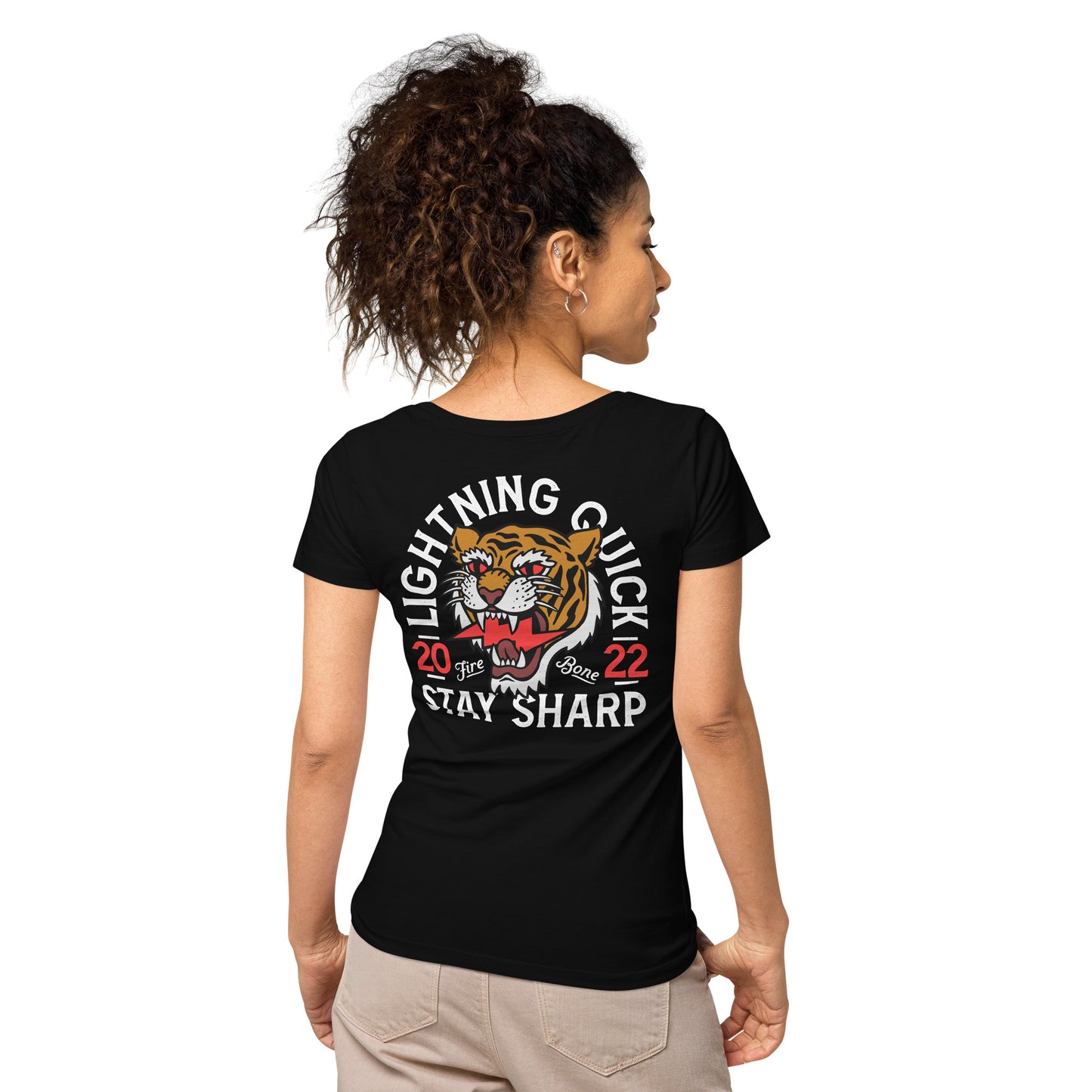 Lightning quick - Orange on black organic t-shirt - Firebone
