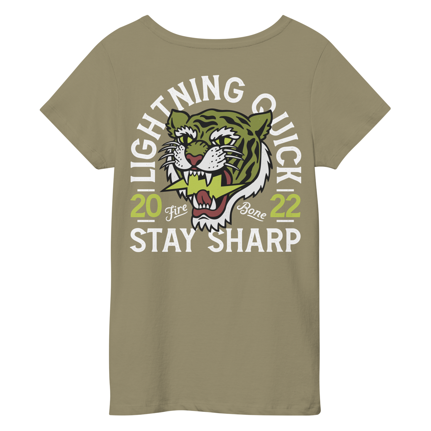 Lightning quick - Olive green tiger organic t-shirt - Firebone