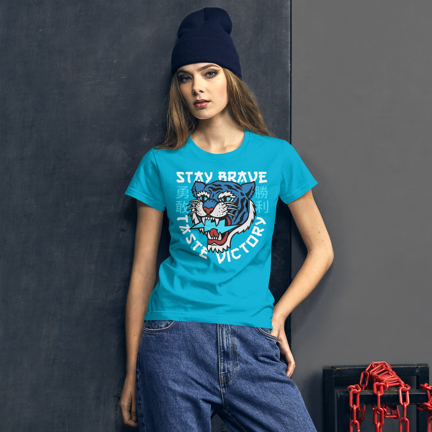 Stay brave - Caribbean blue short sleeve t-shirt - Firebone