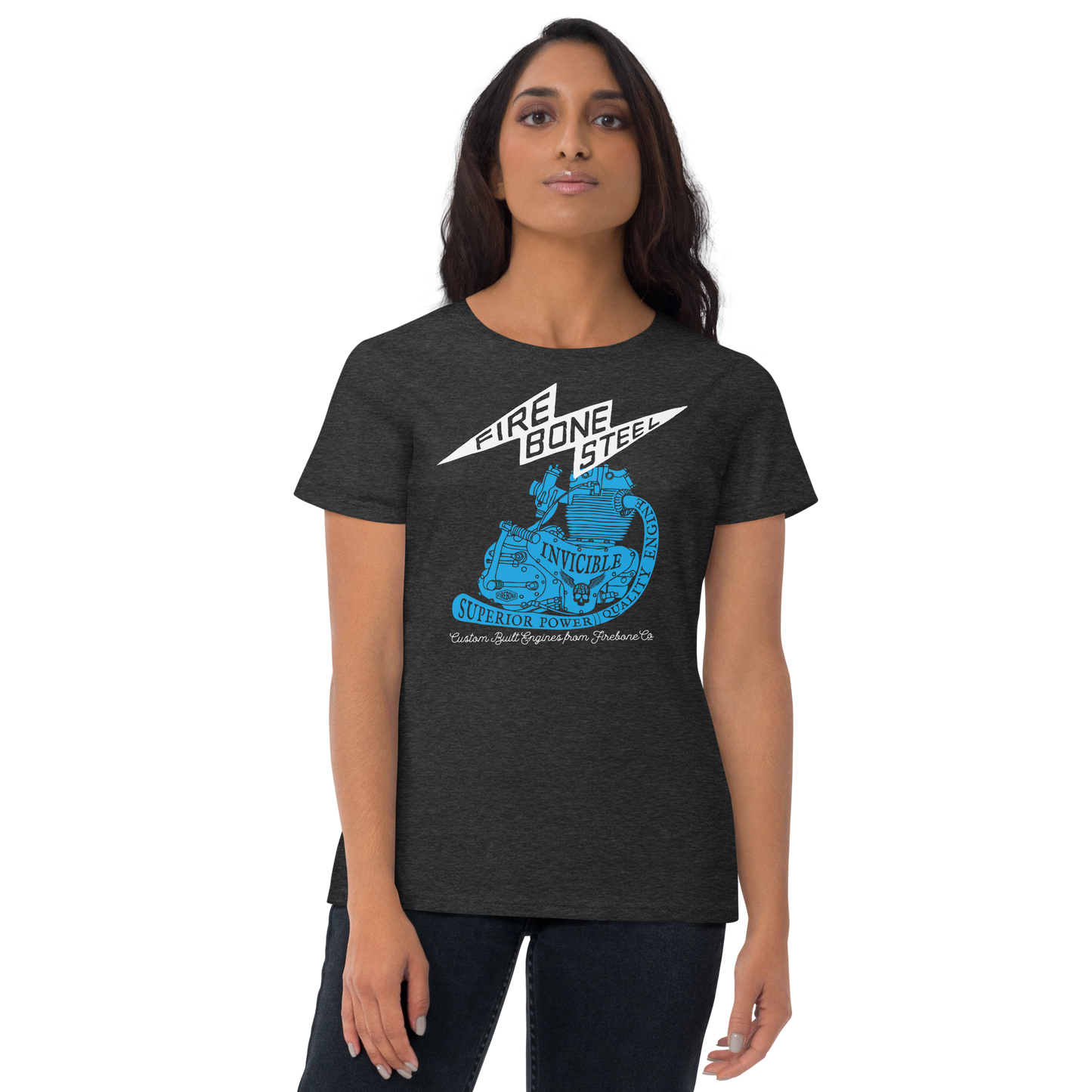 Firebone steel - Blue on dark grey short sleeve t-shirt - Firebone