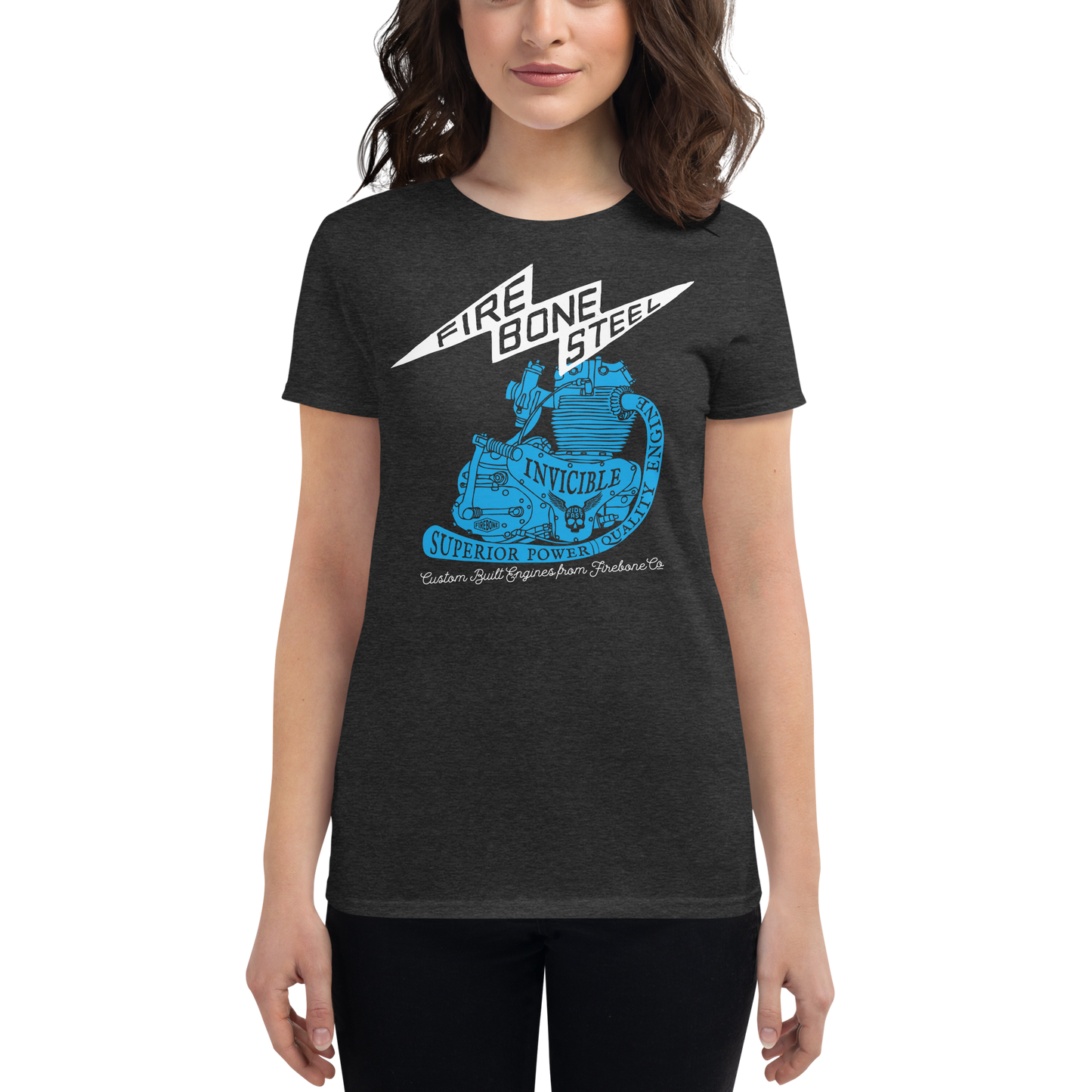 Firebone steel - Blue on dark grey short sleeve t-shirt - Firebone