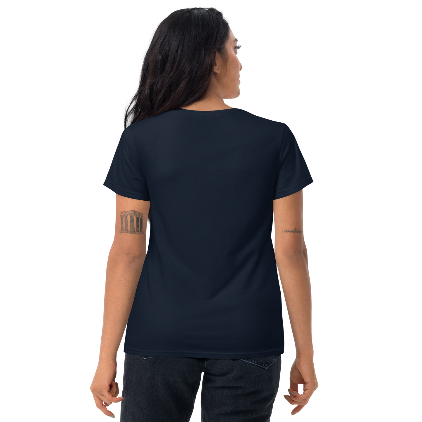 Stay brave - Orange on navy short sleeve t-shirt - Firebone