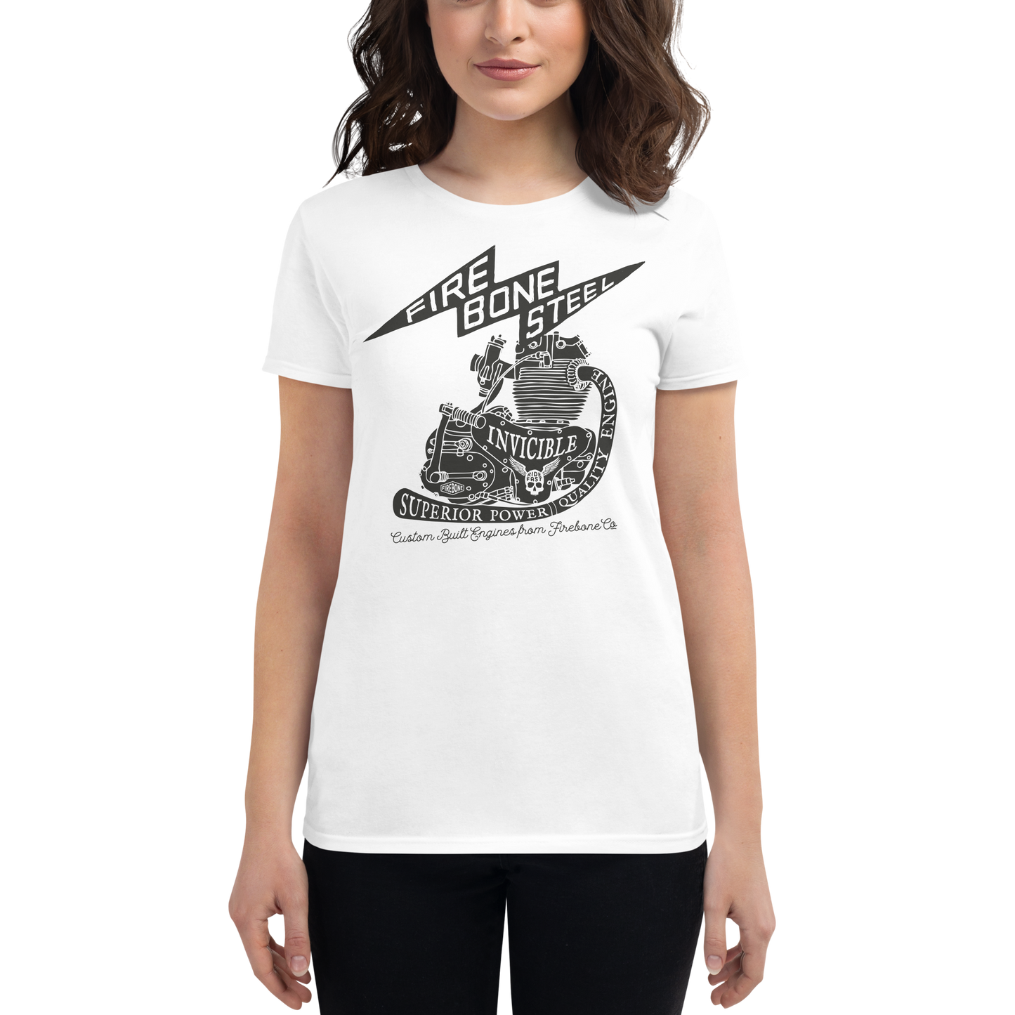 Firebone steel - Black on white short sleeve t-shirt - Firebone