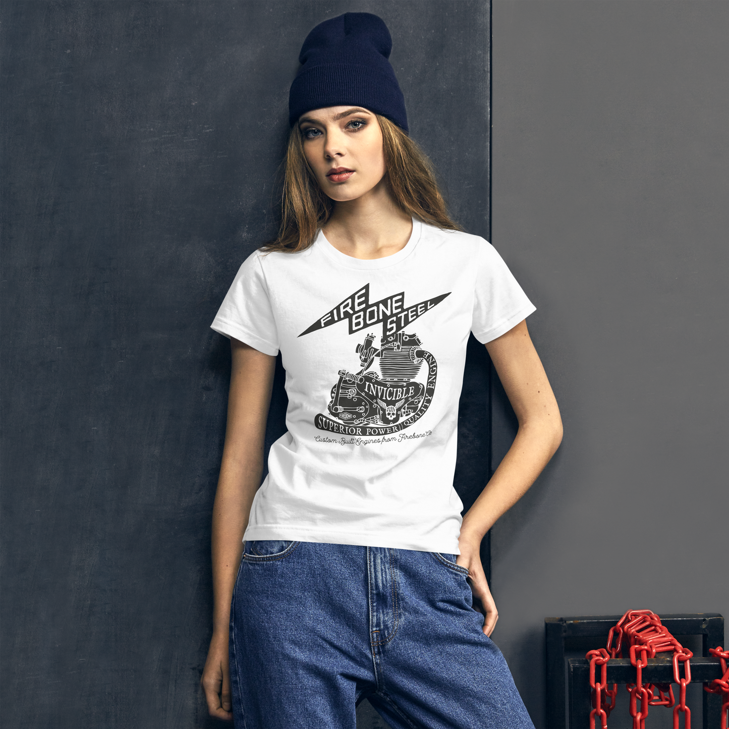 Firebone steel - Black on white short sleeve t-shirt - Firebone