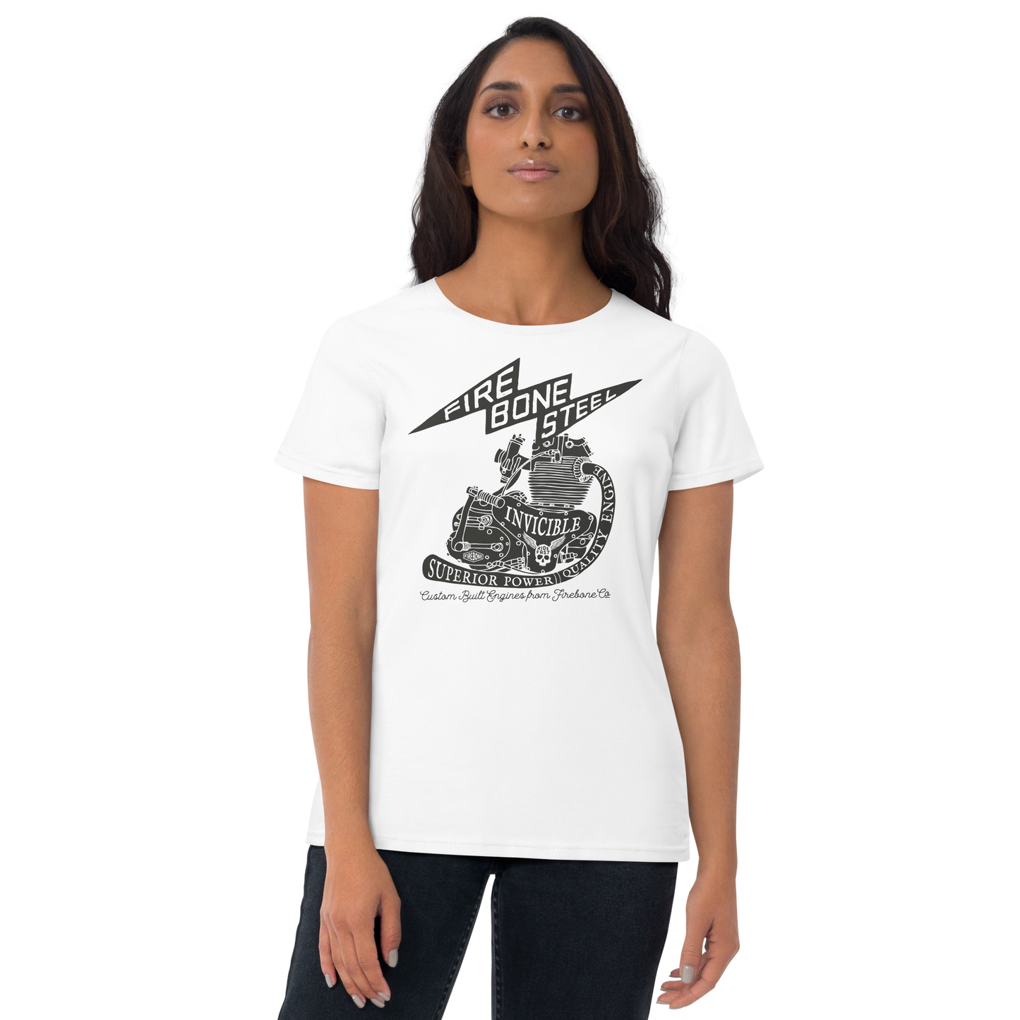 Firebone steel - Black on white short sleeve t-shirt - Firebone