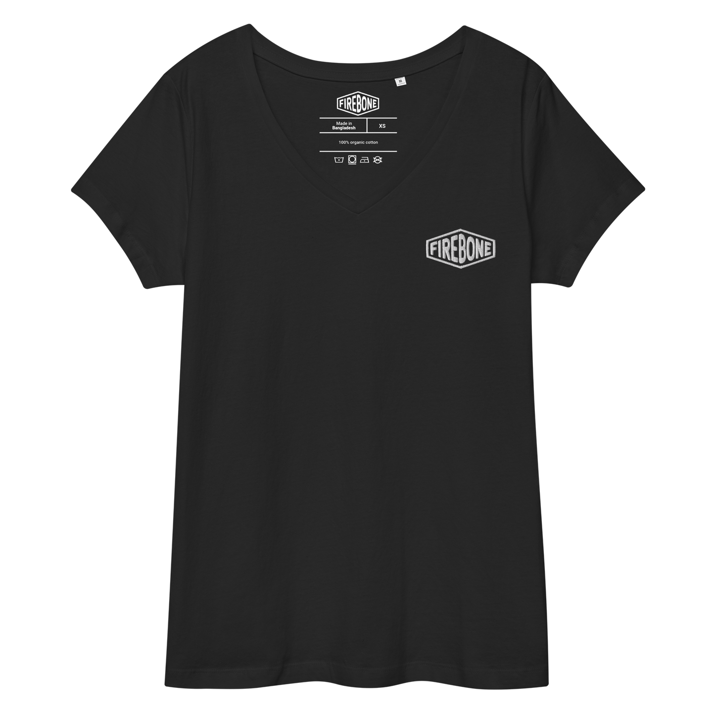 Super quick skull - Green on black fitted v-neck t-shirt - Firebone