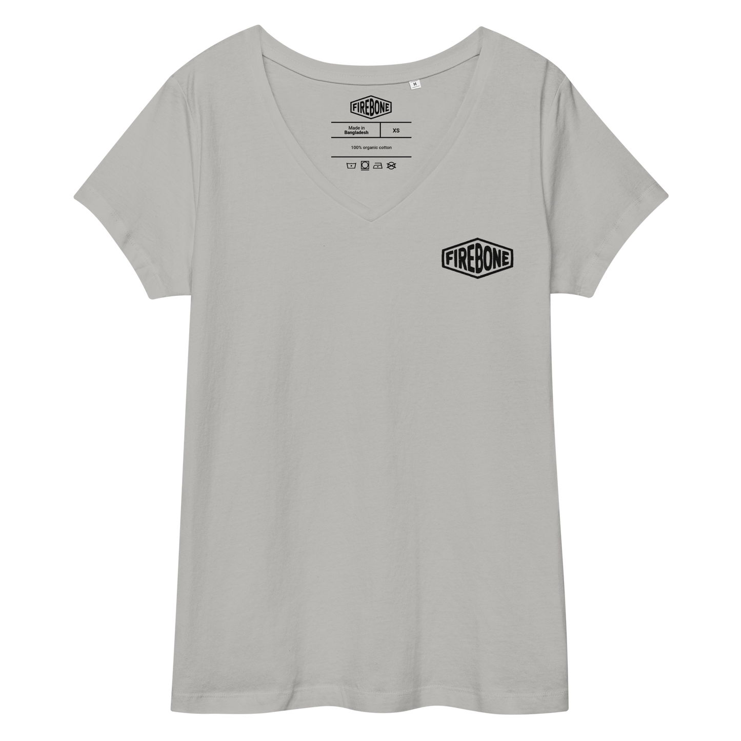 Super quick skull - Black on grey fitted v-neck t-shirt - Firebone