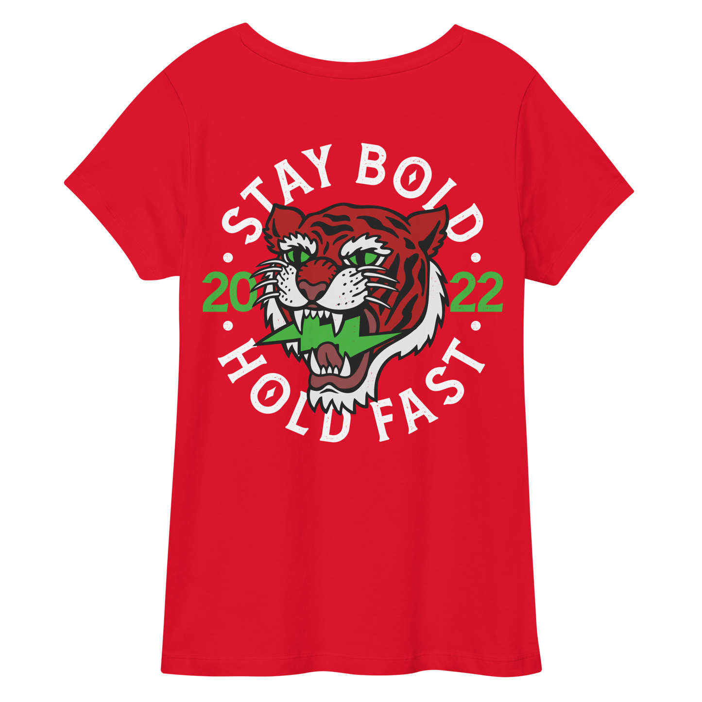 Stay bold tiger - Red on red fitted v-neck t-shirt - Firebone