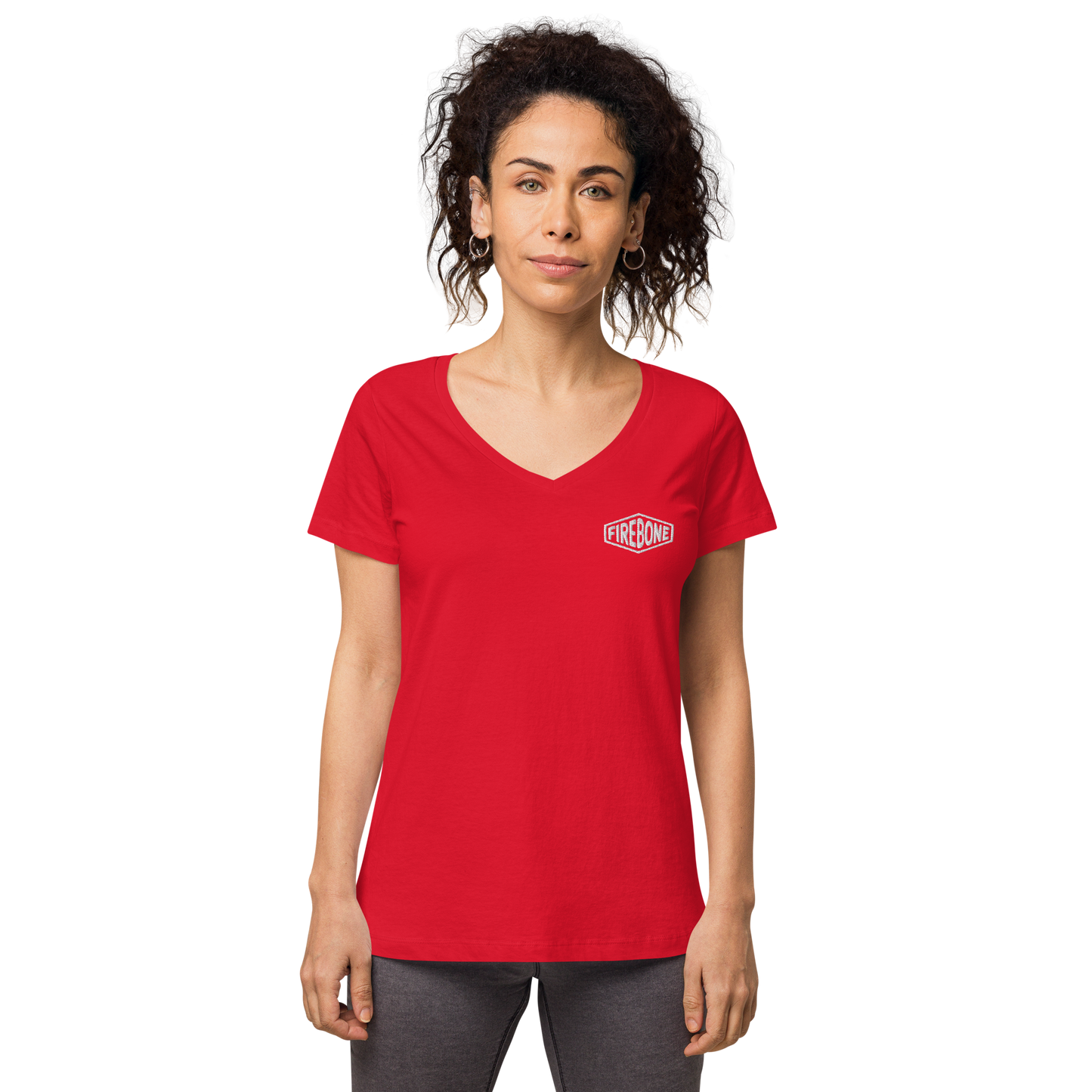 Stay bold tiger - Red on red fitted v-neck t-shirt - Firebone
