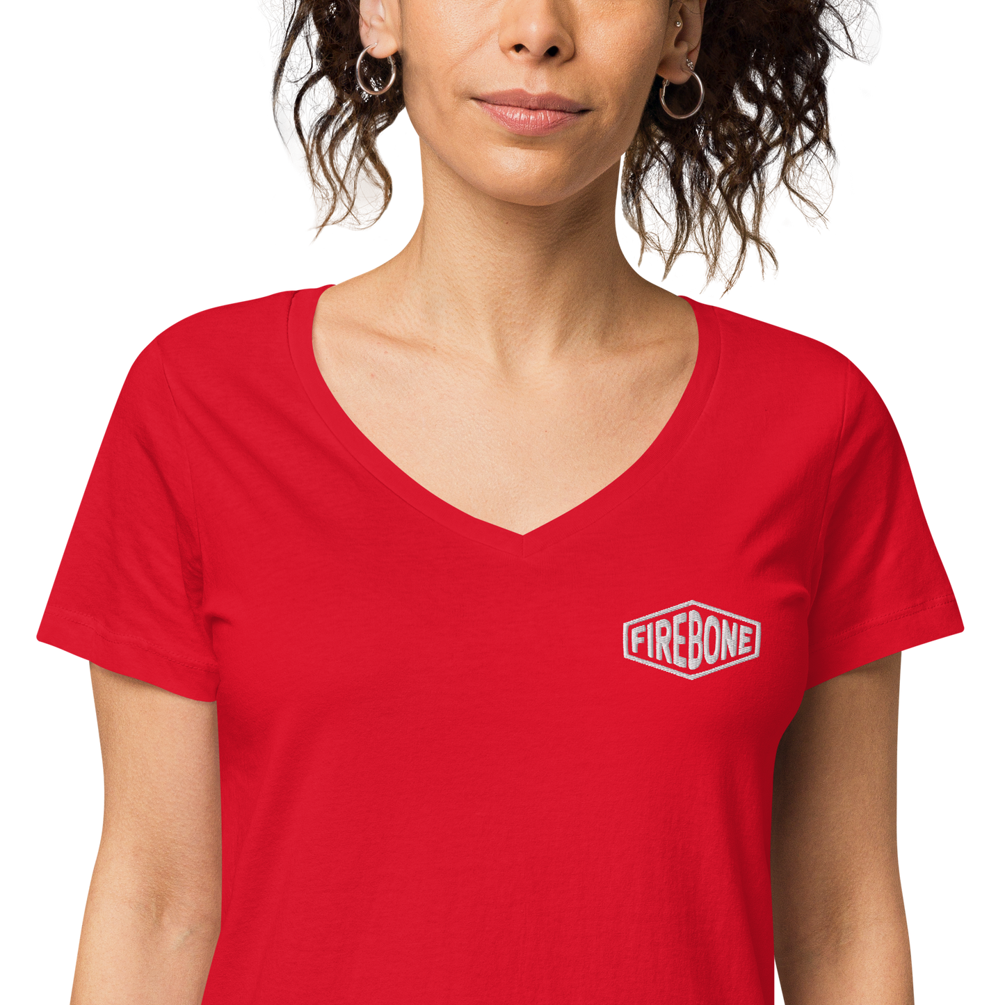 Stay bold tiger - Red on red fitted v-neck t-shirt - Firebone