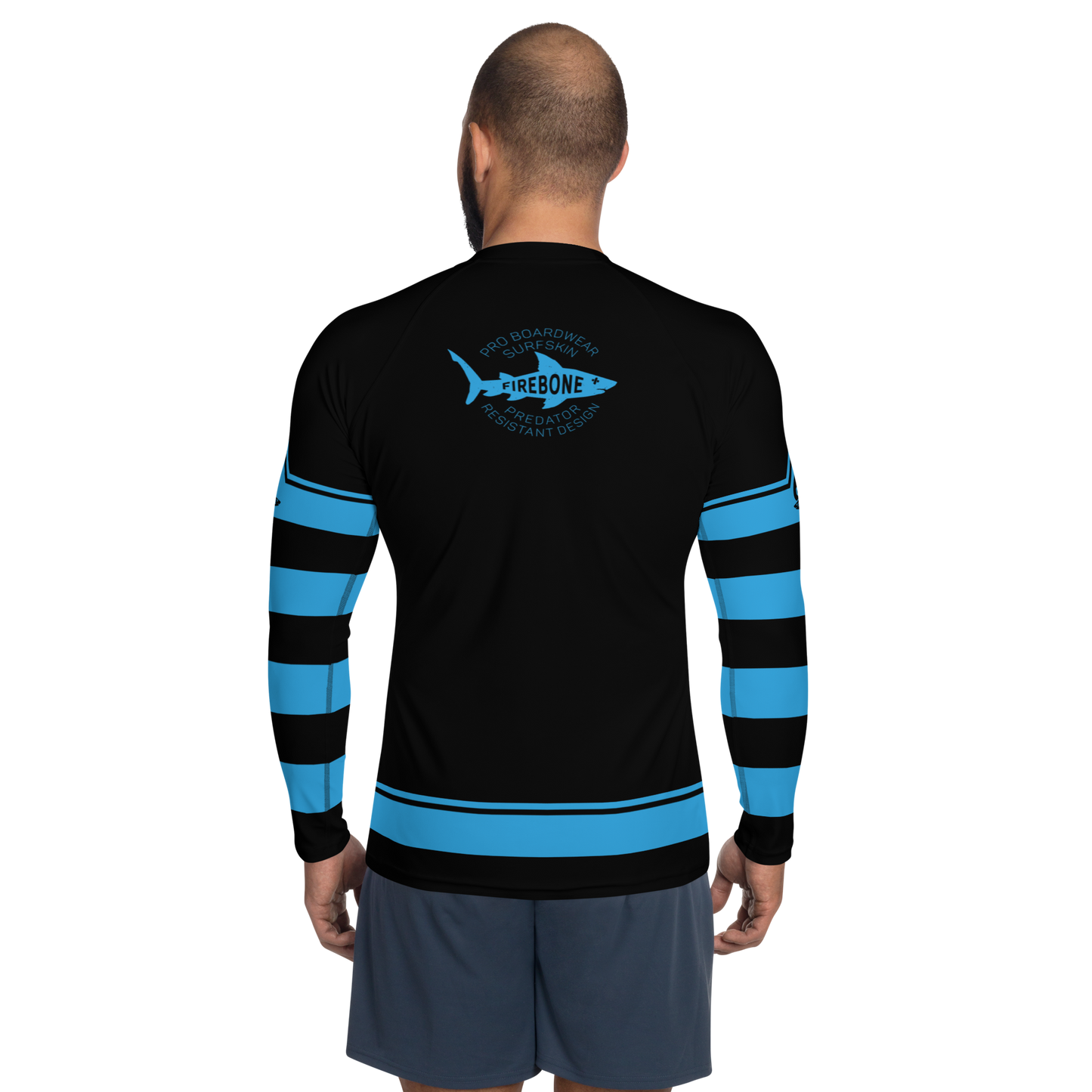 Men's Surf Skin Blue on Black Rash Guard