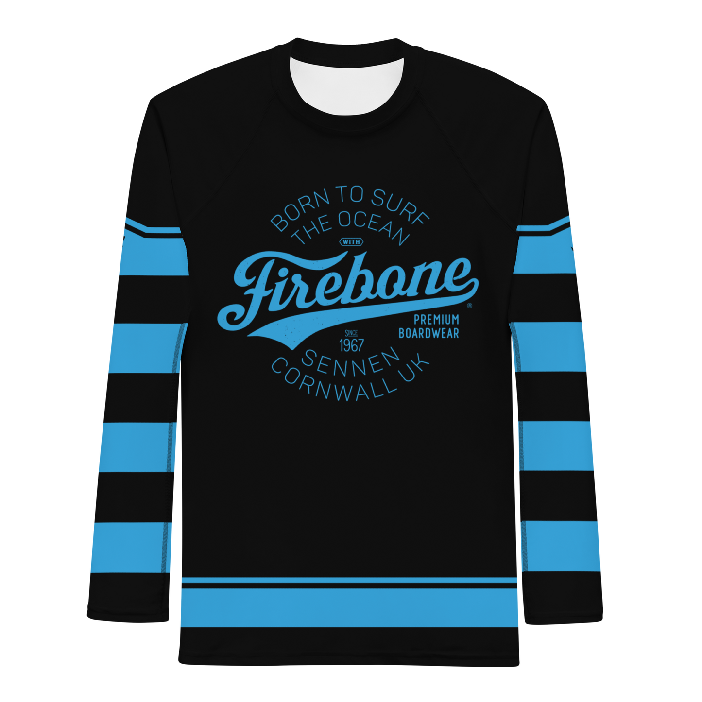 Men's Surf Skin Blue on Black Rash Guard