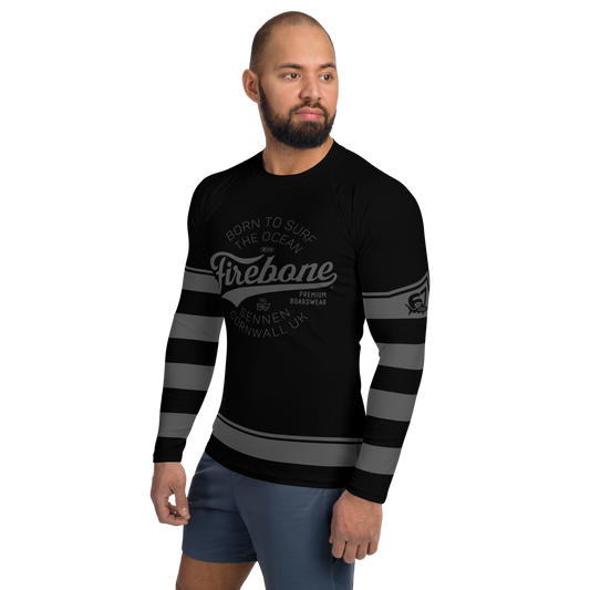 Men's Surf Skin Dark Grey on Black Rash Guard