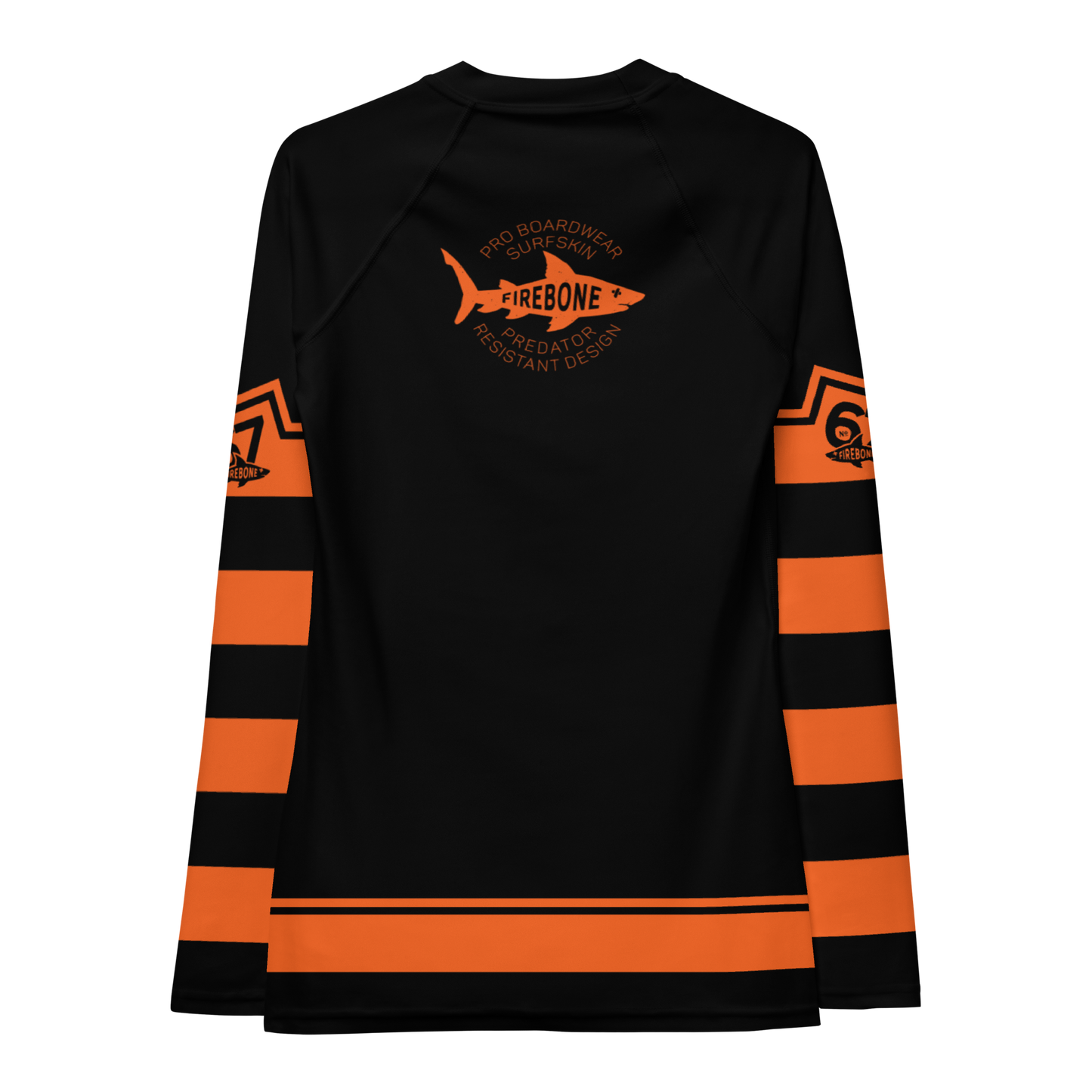 Women's Surf Skin Orange on Black Rash Guard