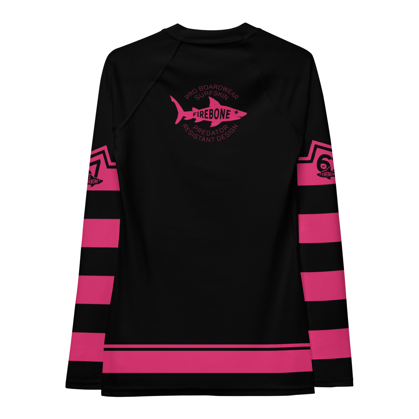 Women's Surf Skin Pink on Black Rash Guard