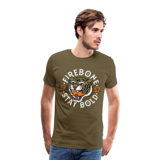 Men’s Tiger Head - Stay bold - Premium T-Shirt - khaki