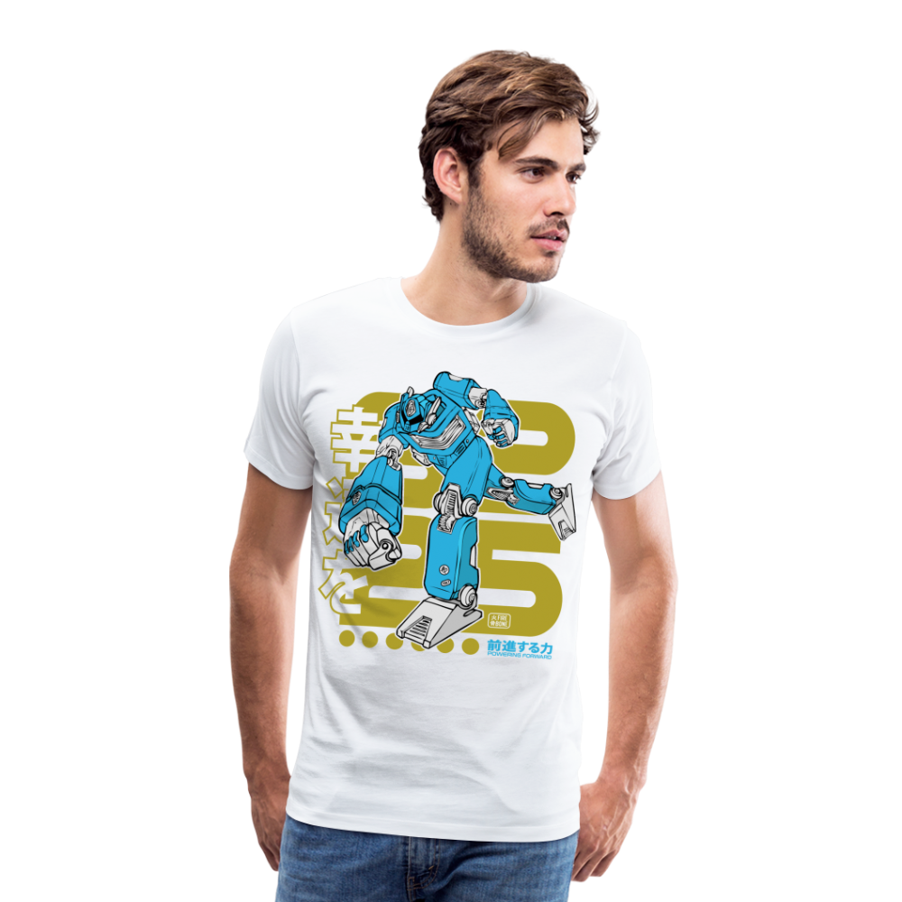 Powering Forward - Blue Robot on white - Premium T-Shirt - white