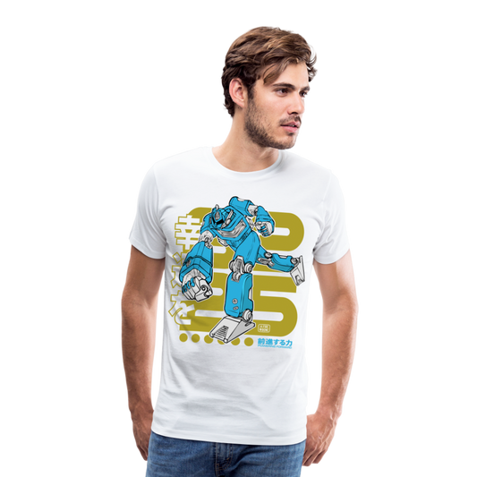 Powering Forward - Blue Robot on white - Premium T-Shirt - white