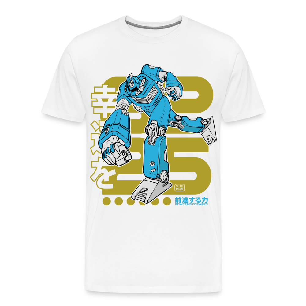 Powering Forward - Blue Robot on white - Premium T-Shirt - white