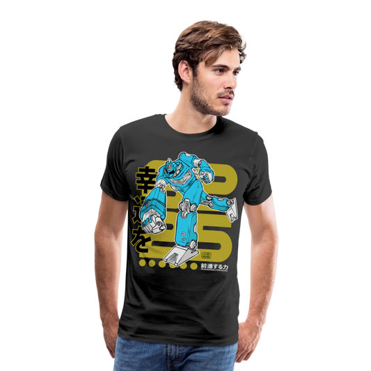 Powering Forward - Blue Robot on Black - Men’s Premium T-Shirt - black