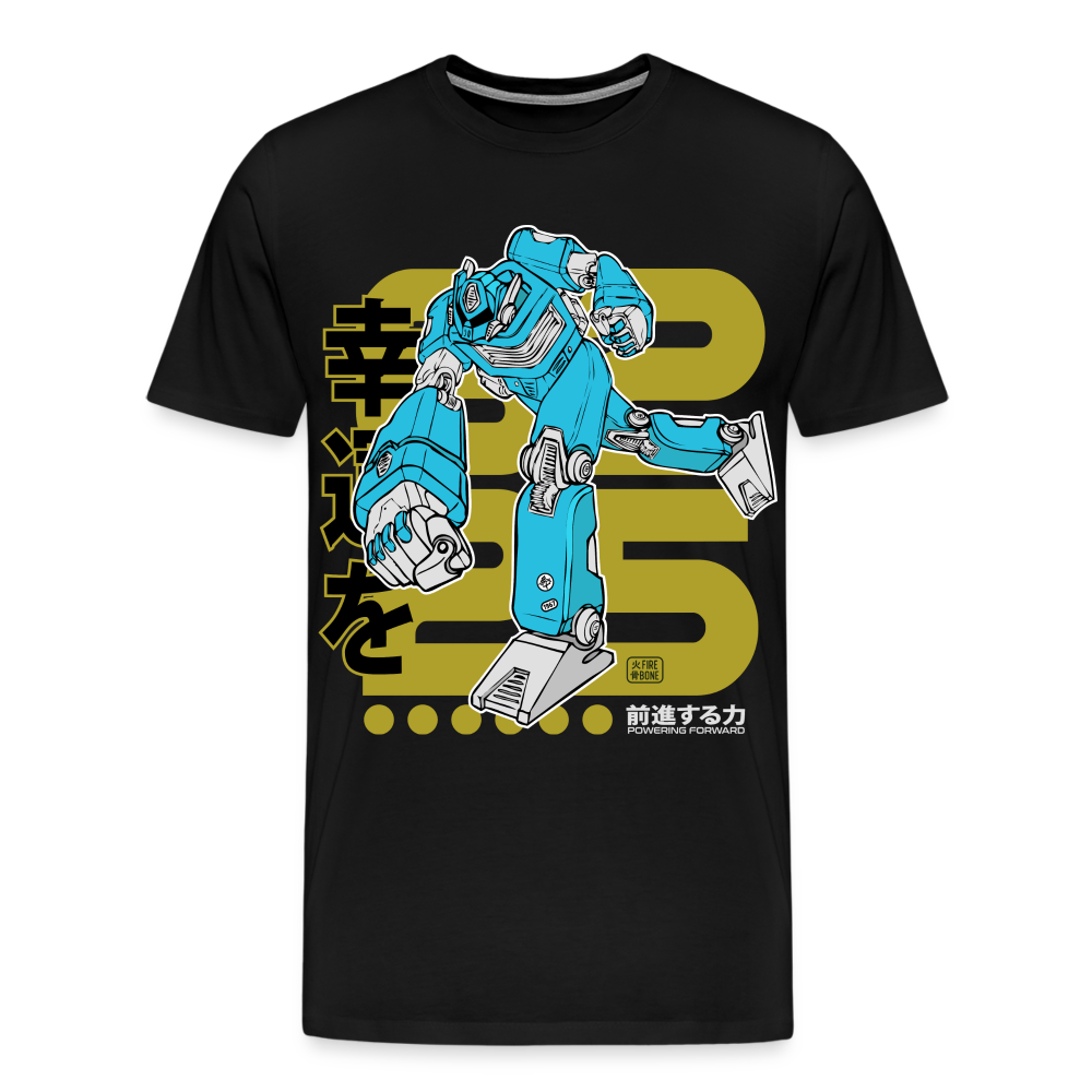 Powering Forward - Blue Robot on Black - Men’s Premium T-Shirt - black