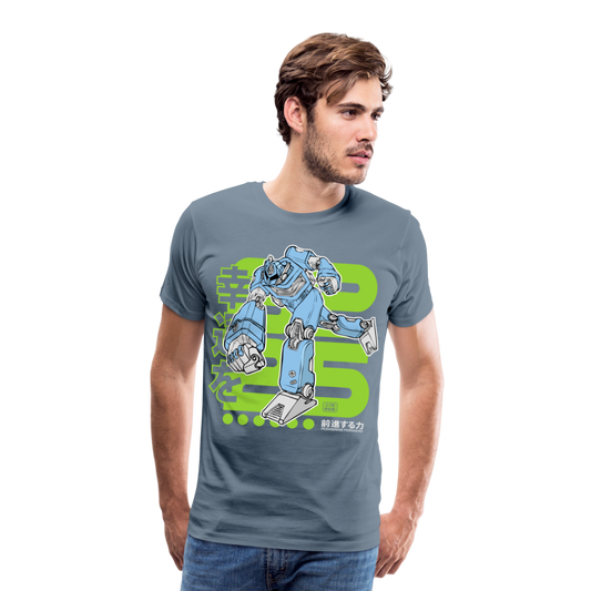 Powering Forward - Blue Robot on Steel Blue - Men’s Premium T-Shirt - steel blue