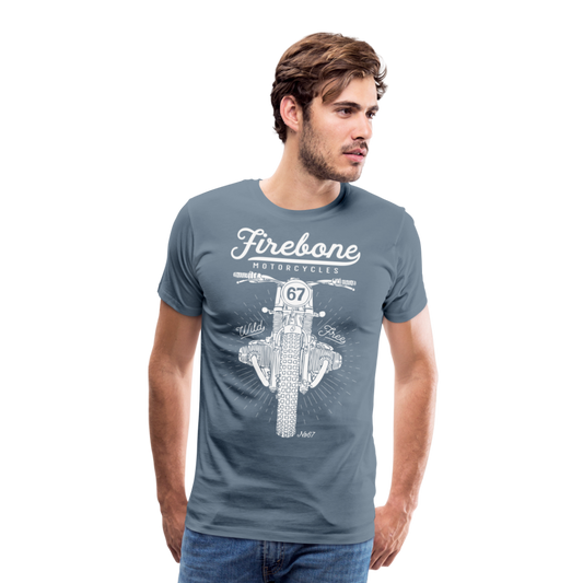 No.67 Firebone motorcycle t-shirt - steel blue