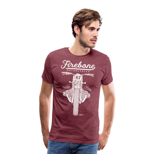 No.67 Firebone motorcycle t-shirt - heather burgundy