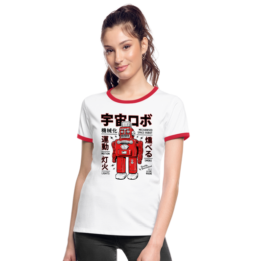 Vintage Robot - Ringer t-shirt - white/red