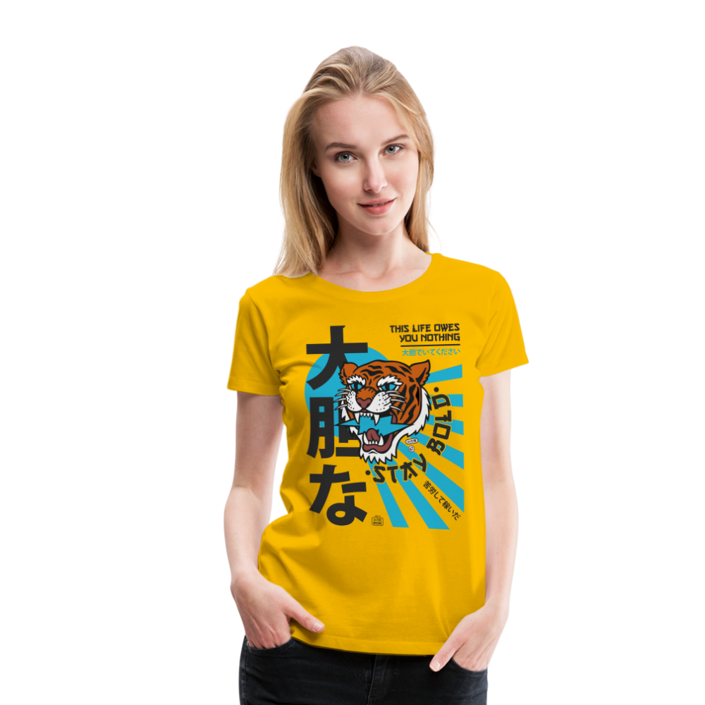 Women’s Premium This Life Owes You Nothing Sun Yellow Double  T-Shirt - sun yellow