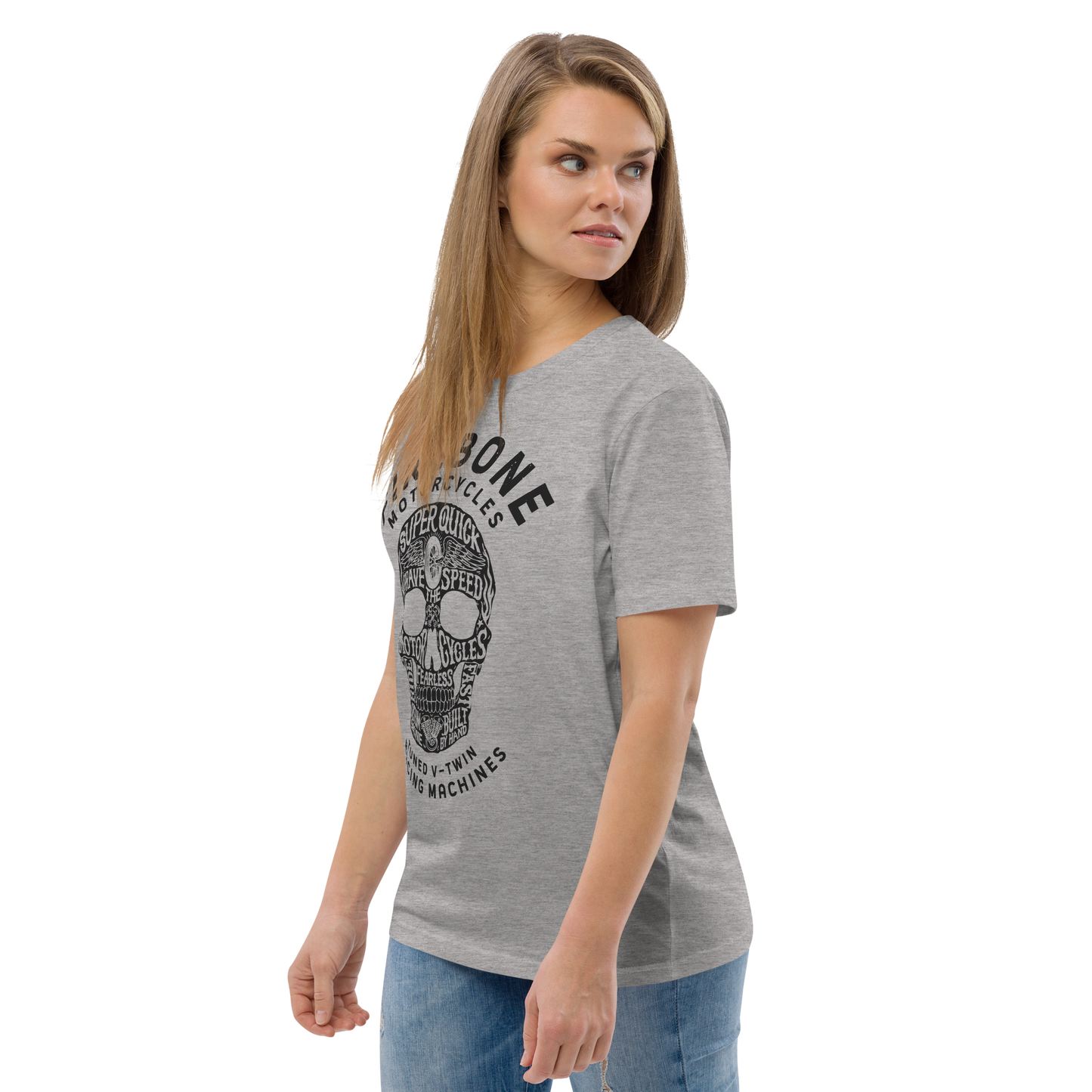 Super Quick Skullz - Grey organic cotton t-shirt