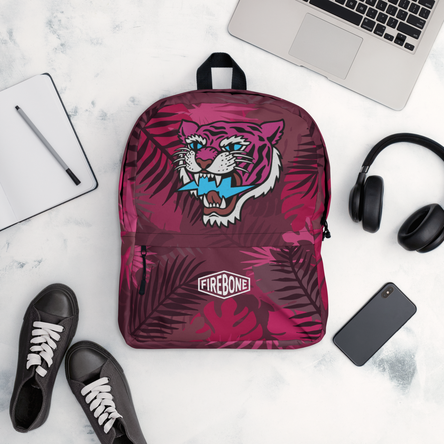 Jungle tiger - Hot pink backpack - Firebone