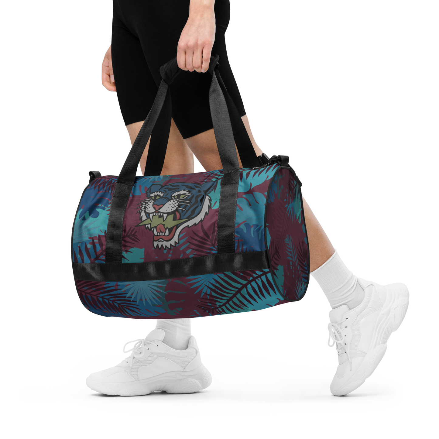 Jungle tiger - Stealth crimson and blue gym bag - Firebone