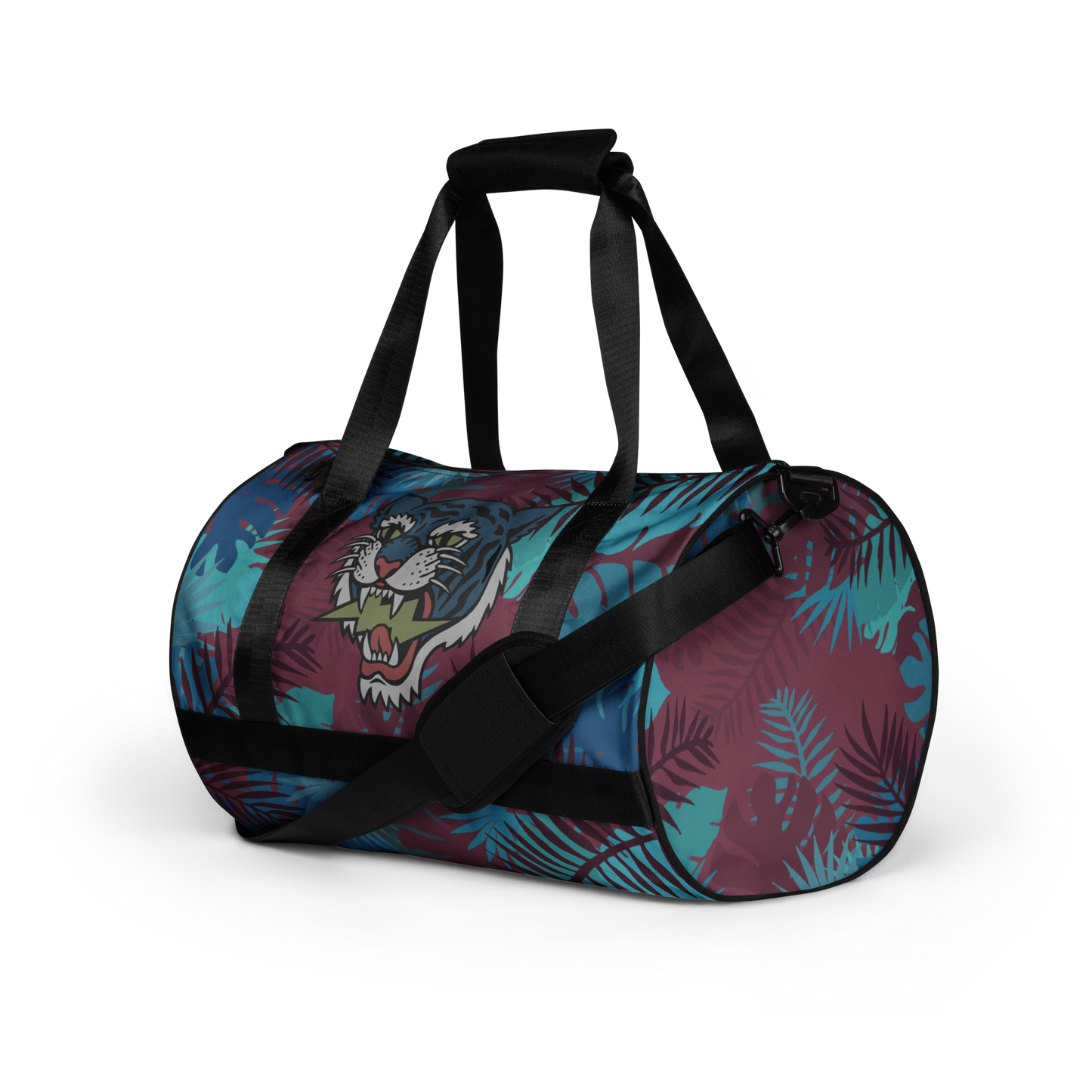 Jungle tiger - Stealth crimson and blue gym bag - Firebone