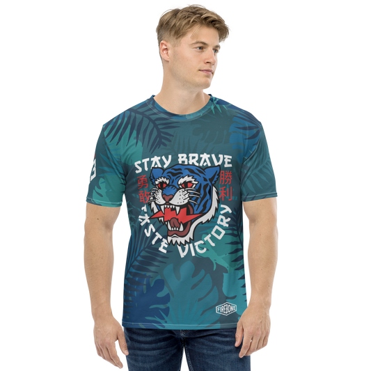 Stay Brave Jungle Tiger - Blue men's t-shirt - Firebone