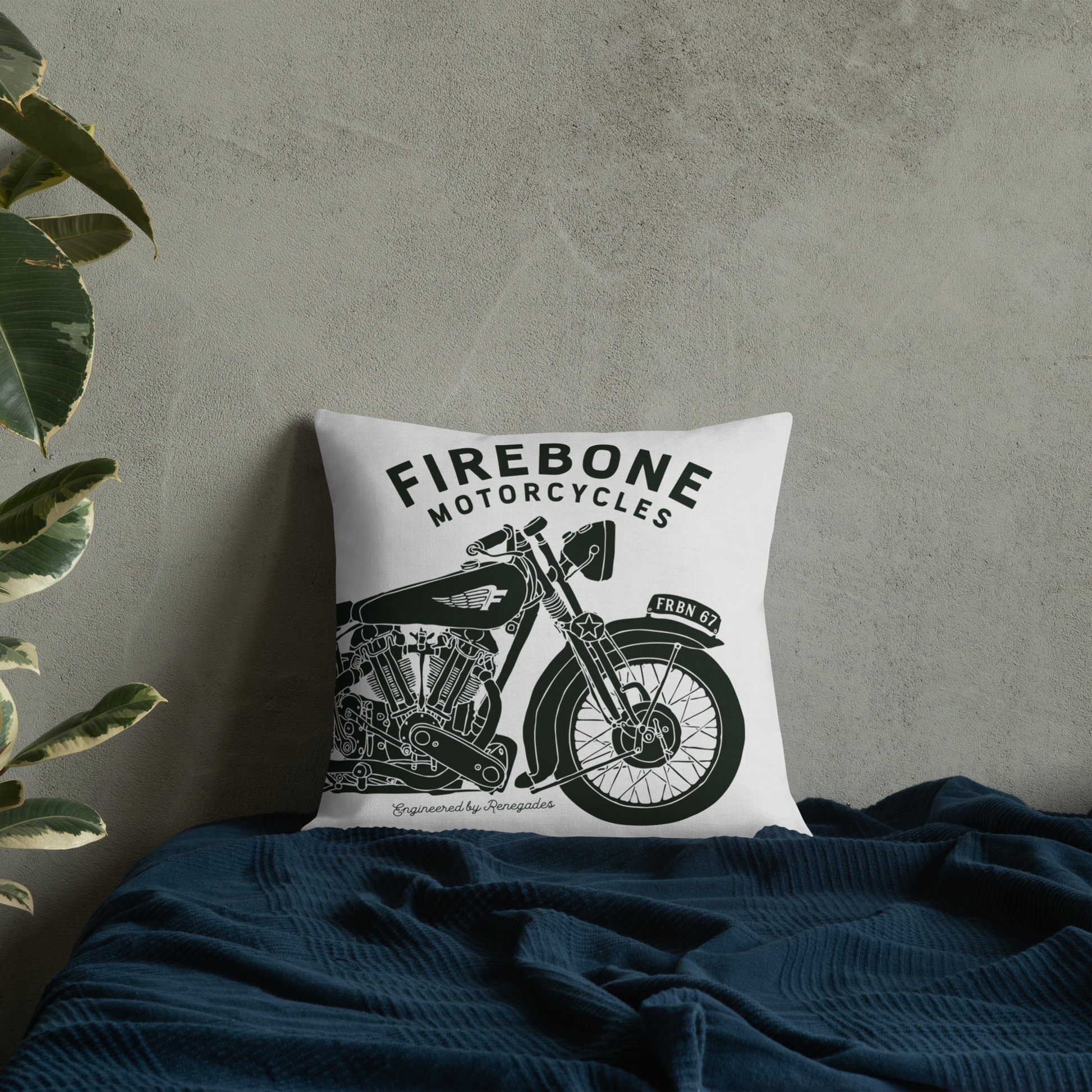 Vintage Motorcycle - Light grey premium cushion - Firebone