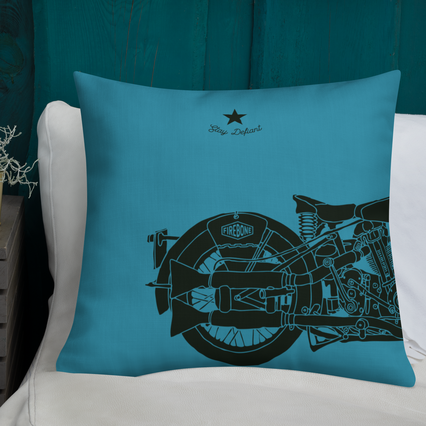 Vintage Motorcycle - Blue premium cushion - Firebone