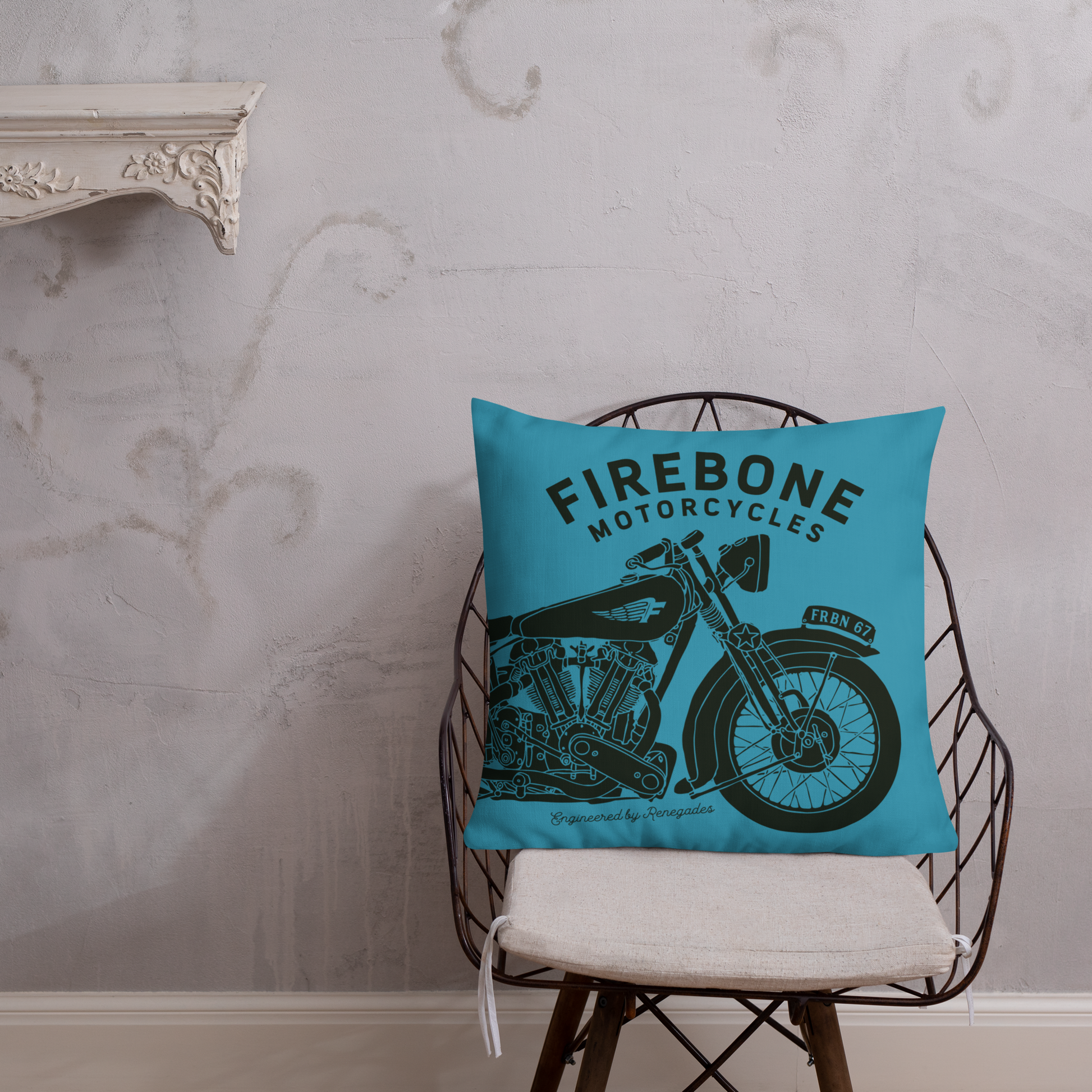 Vintage Motorcycle - Blue premium cushion - Firebone