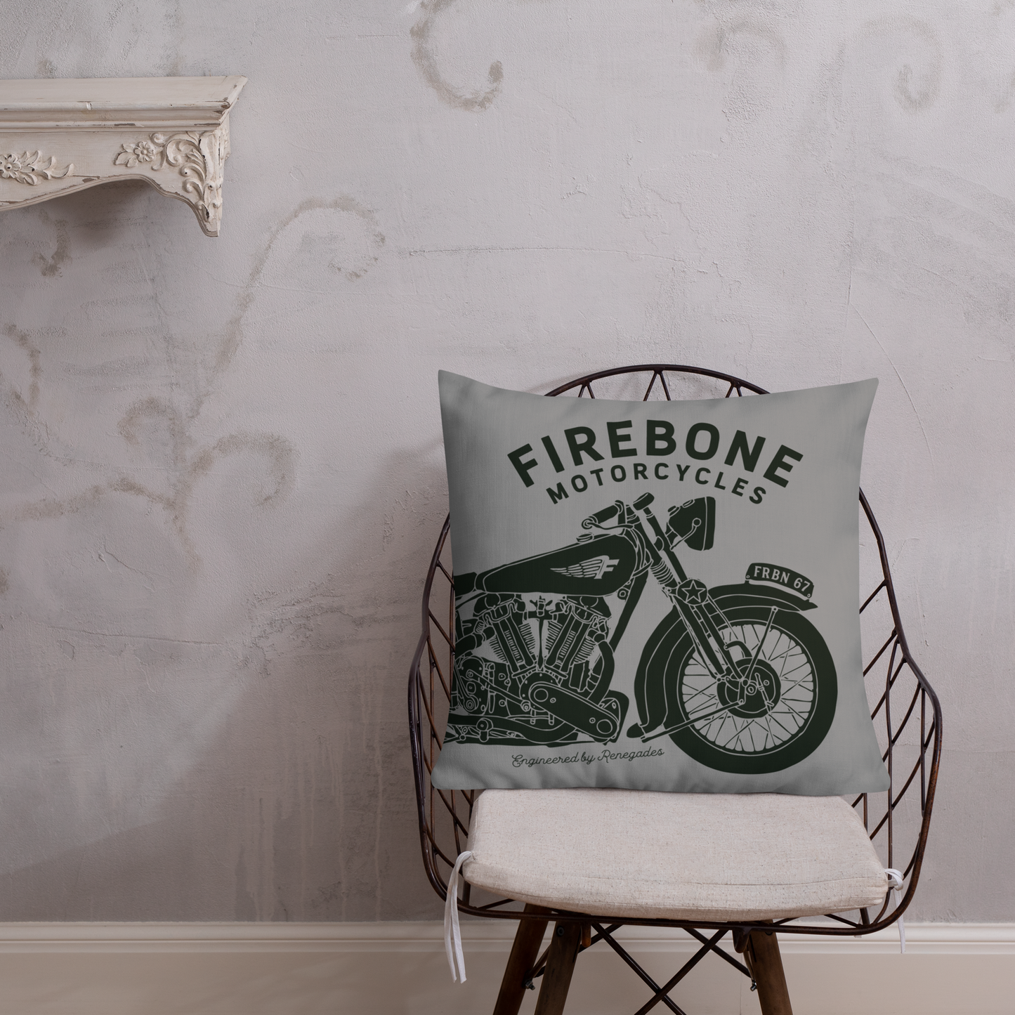 Vintage Motorcycle - Grey premium cushion - Firebone