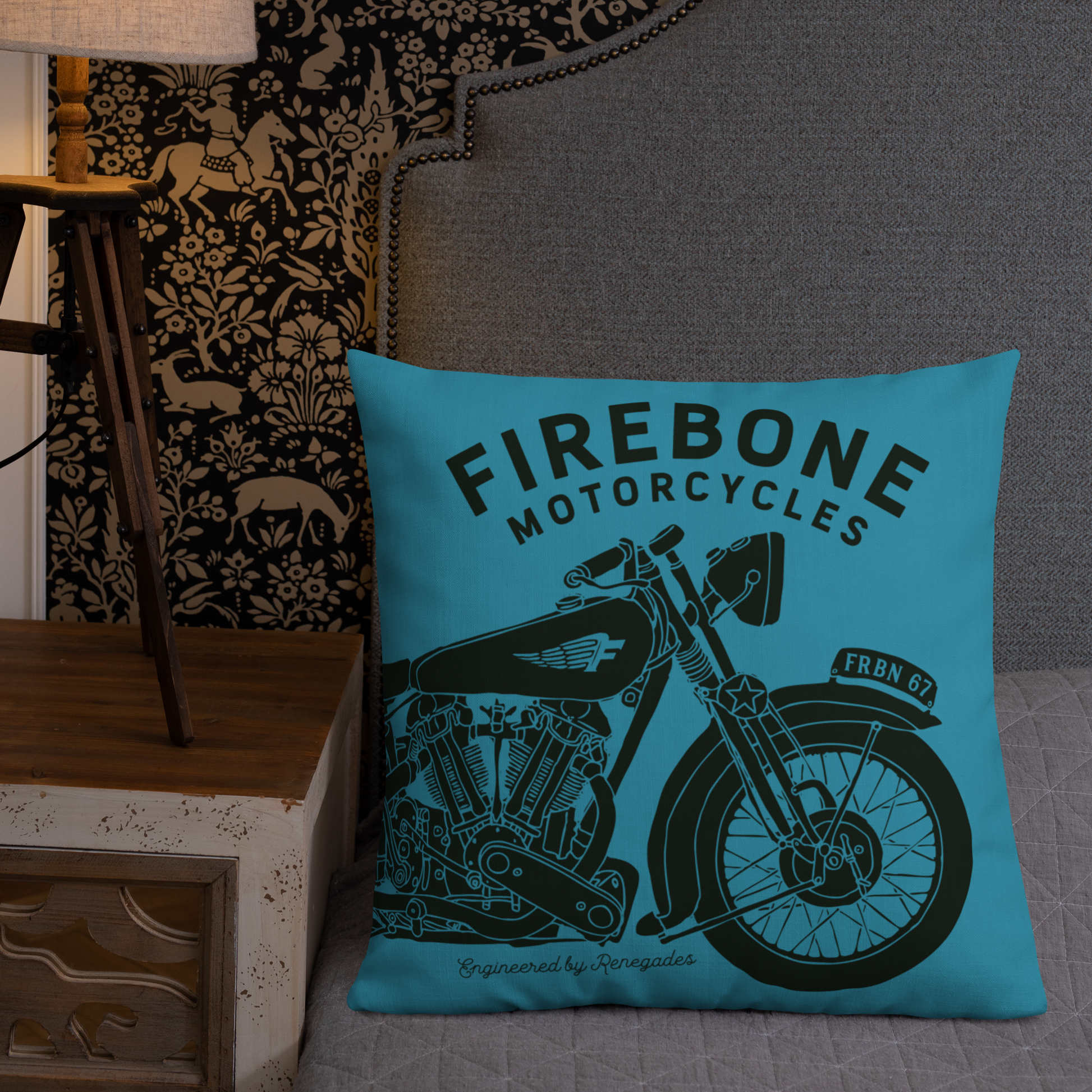 Vintage Motorcycle - Blue premium cushion - Firebone