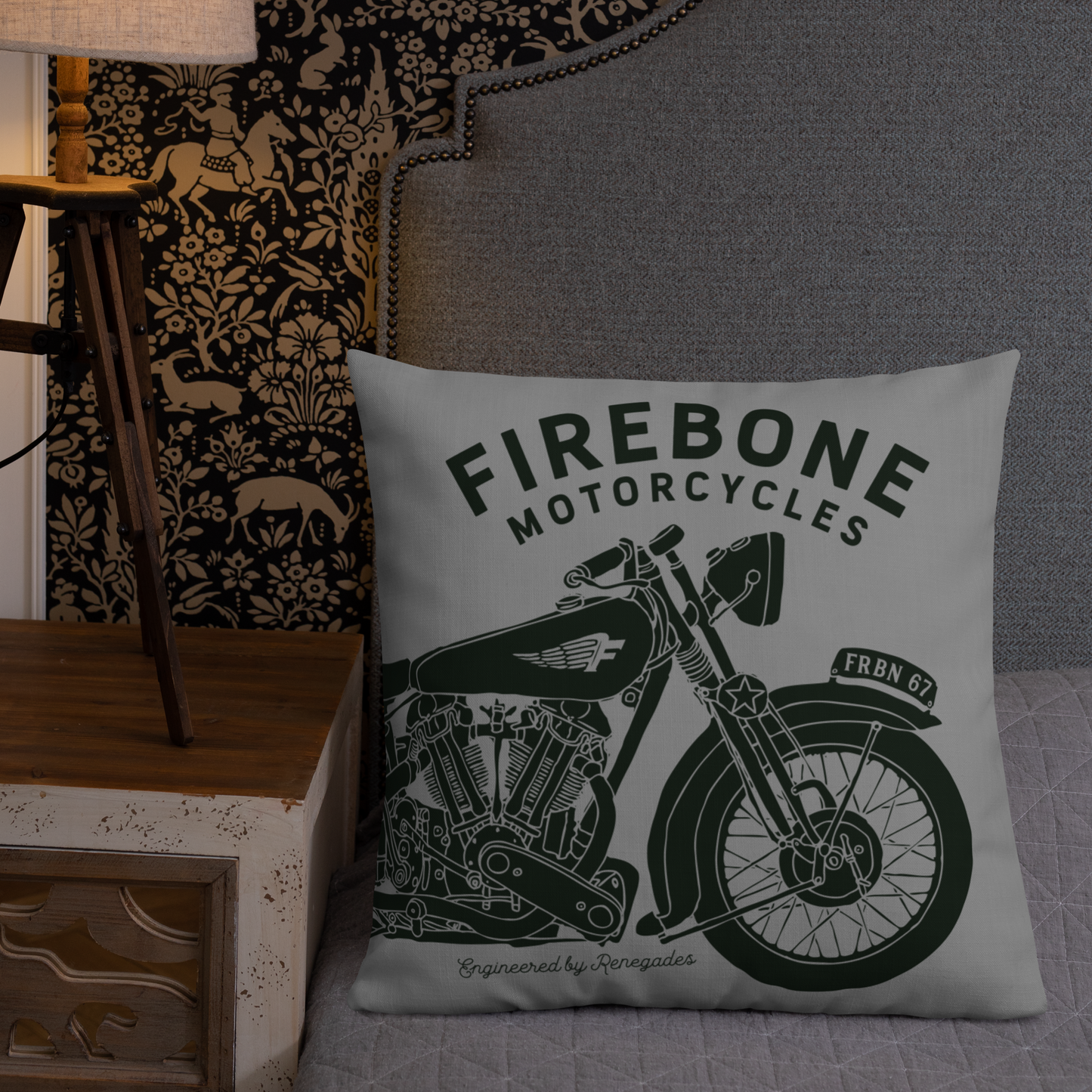 Vintage Motorcycle - Grey premium cushion - Firebone