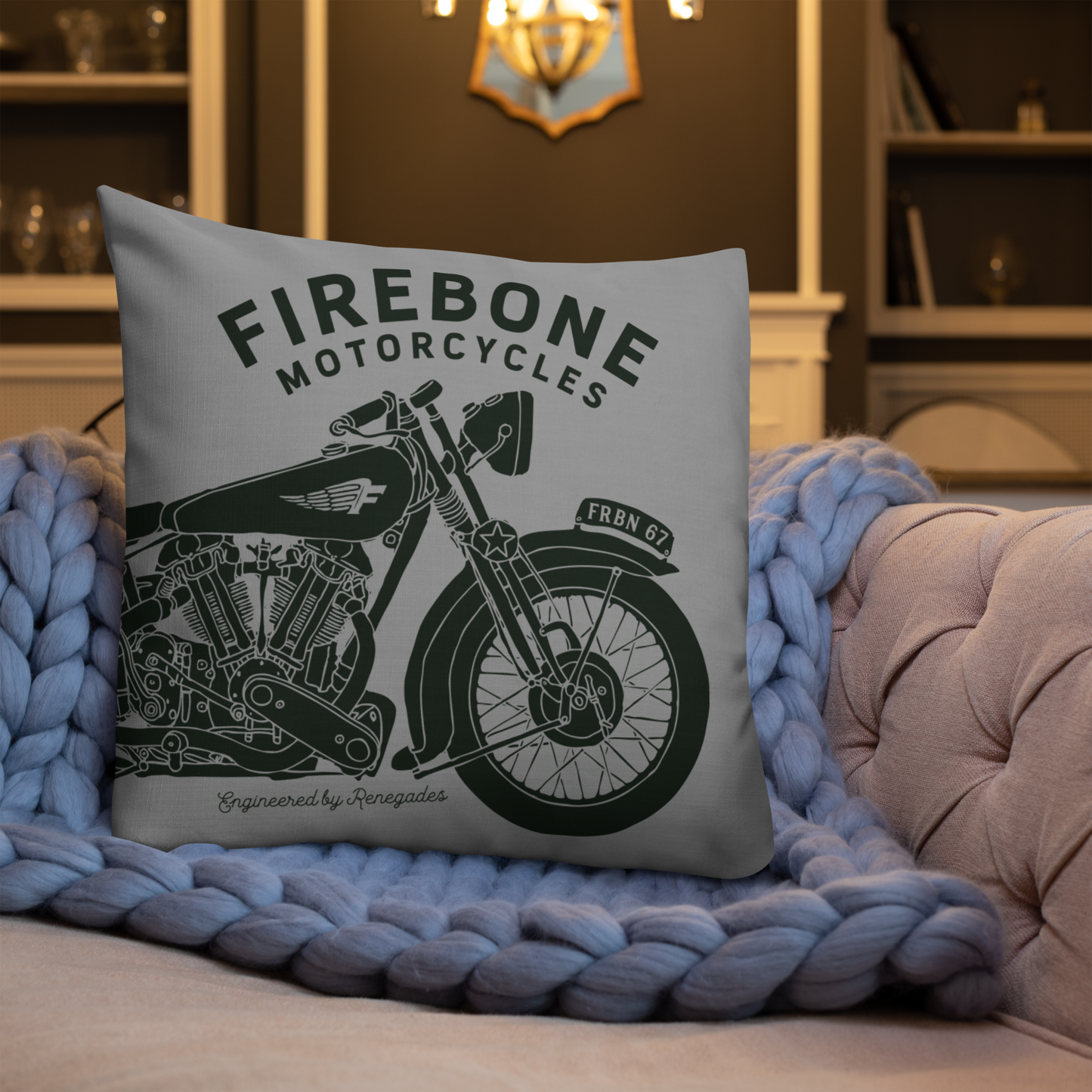 Vintage Motorcycle - Grey premium cushion - Firebone